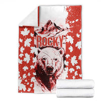 Canada Bear Blanket with Maple Leaf and Rocky Mountain Design