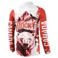 Canada Bear Button Sweatshirt with Maple Leaf and Rocky Mountain Design