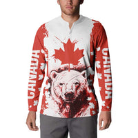Canada Bear Button Sweatshirt with Maple Leaf and Rocky Mountain Design