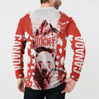 Canada Bear Button Sweatshirt with Maple Leaf and Rocky Mountain Design