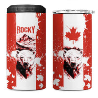 Canada Bear 4 in 1 Can Cooler Tumbler with Maple Leaf and Rocky Mountain Design