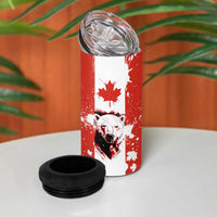 Canada Bear 4 in 1 Can Cooler Tumbler with Maple Leaf and Rocky Mountain Design