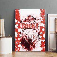 Canada Bear Canvas Wall Art with Maple Leaf and Rocky Mountain Design
