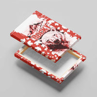 Canada Bear Canvas Wall Art with Maple Leaf and Rocky Mountain Design