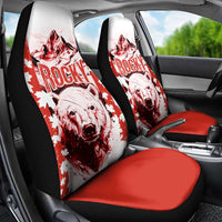 Canada Bear Car Seat Cover with Maple Leaf and Rocky Mountain Design