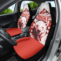 Canada Bear Car Seat Cover with Maple Leaf and Rocky Mountain Design