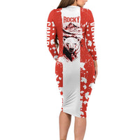 Canada Bear Family Matching Long Sleeve Bodycon Dress and Hawaiian Shirt with Maple Leaf and Rocky Mountain Design
