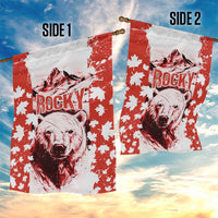 Canada Bear Garden Flag with Maple Leaf and Rocky Mountain Design