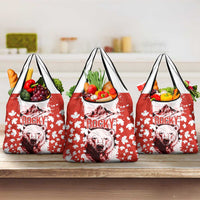 Canada Bear Grocery Bag with Maple Leaf and Rocky Mountain Design