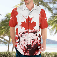 Canada Bear Hawaiian Shirt with Maple Leaf and Rocky Mountain Design