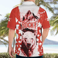 Canada Bear Hawaiian Shirt with Maple Leaf and Rocky Mountain Design