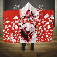 Canada Bear Hooded Blanket with Maple Leaf and Rocky Mountain Design