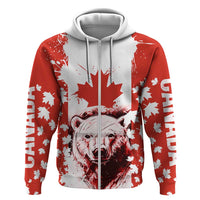 Canada Bear Hoodie with Maple Leaf and Rocky Mountain Design