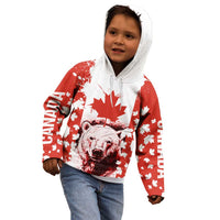 Canada Bear Kid Hoodie with Maple Leaf and Rocky Mountain Design