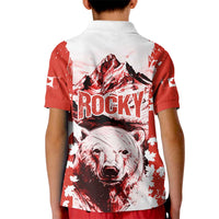 Canada Bear Kid Polo Shirt with Maple Leaf and Rocky Mountain Design