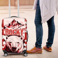 Canada Bear Luggage Cover with Maple Leaf and Rocky Mountain Design