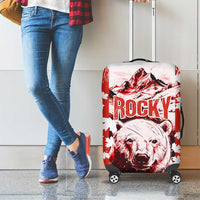 Canada Bear Luggage Cover with Maple Leaf and Rocky Mountain Design
