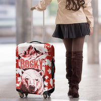 Canada Bear Luggage Cover with Maple Leaf and Rocky Mountain Design