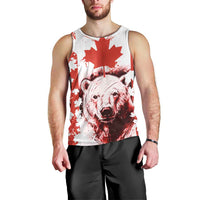 Canada Bear Men Tank Top with Maple Leaf and Rocky Mountain Design