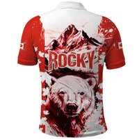 Canada Bear Polo Shirt with Maple Leaf and Rocky Mountain Design