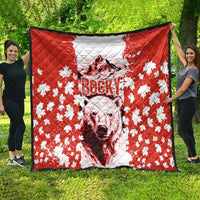 Canada Bear Quilt with Maple Leaf and Rocky Mountain Design