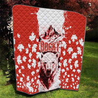 Canada Bear Quilt with Maple Leaf and Rocky Mountain Design