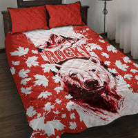 Canada Bear Quilt Bed Set with Maple Leaf and Rocky Mountain Design