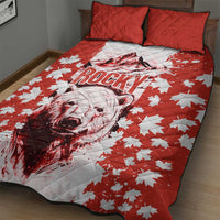 Canada Bear Quilt Bed Set with Maple Leaf and Rocky Mountain Design