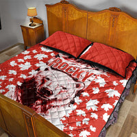 Canada Bear Quilt Bed Set with Maple Leaf and Rocky Mountain Design