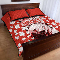 Canada Bear Quilt Bed Set with Maple Leaf and Rocky Mountain Design
