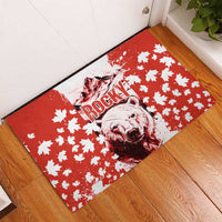 Canada Bear Rubber Doormat with Maple Leaf and Rocky Mountain Design