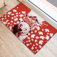 Canada Bear Rubber Doormat with Maple Leaf and Rocky Mountain Design