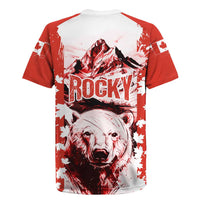 Canada Bear Rugby Jersey with Maple Leaf and Rocky Mountain Design
