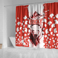 Canada Bear Shower Curtain with Maple Leaf and Rocky Mountain Design