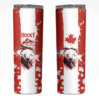 Canada Bear Skinny Tumbler with Maple Leaf and Rocky Mountain Design