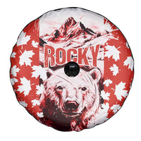 Canada Bear Spare Tire Cover with Maple Leaf and Rocky Mountain Design