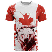 Canada Bear T Shirt with Maple Leaf and Rocky Mountain Design