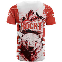 Canada Bear T Shirt with Maple Leaf and Rocky Mountain Design