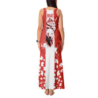 Canada Bear Tank Maxi Dress with Maple Leaf and Rocky Mountain Design