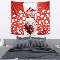 Canada Bear Tapestry with Maple Leaf and Rocky Mountain Design