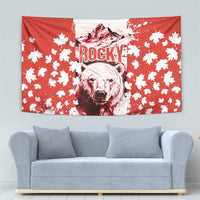 Canada Bear Tapestry with Maple Leaf and Rocky Mountain Design