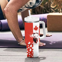 Canada Bear Tumbler With Handle with Maple Leaf and Rocky Mountain Design