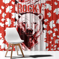 Canada Bear Window Curtain with Maple Leaf and Rocky Mountain Design