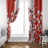 Canada Bear Window Curtain with Maple Leaf and Rocky Mountain Design