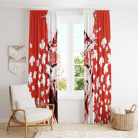 Canada Bear Window Curtain with Maple Leaf and Rocky Mountain Design