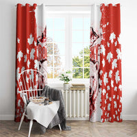 Canada Bear Window Curtain with Maple Leaf and Rocky Mountain Design