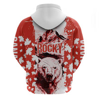 Canada Bear Zip Hoodie with Maple Leaf and Rocky Mountain Design