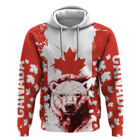 Canada Bear Zip Hoodie with Maple Leaf and Rocky Mountain Design