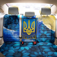 Trident Emblem Ukraine Back Car Seat Cover with Blue Sunflowers and Flag Colors Design