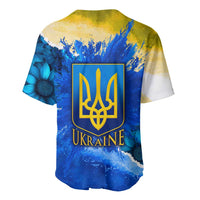 Trident Emblem Ukraine Baseball Jersey with Blue Sunflowers and Flag Colors Design